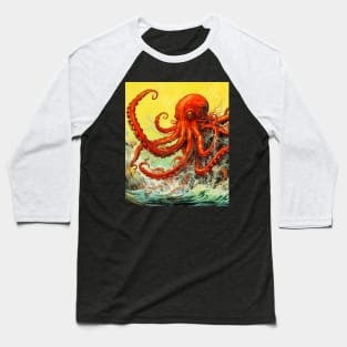 Octopus Artwork Baseball T-Shirt